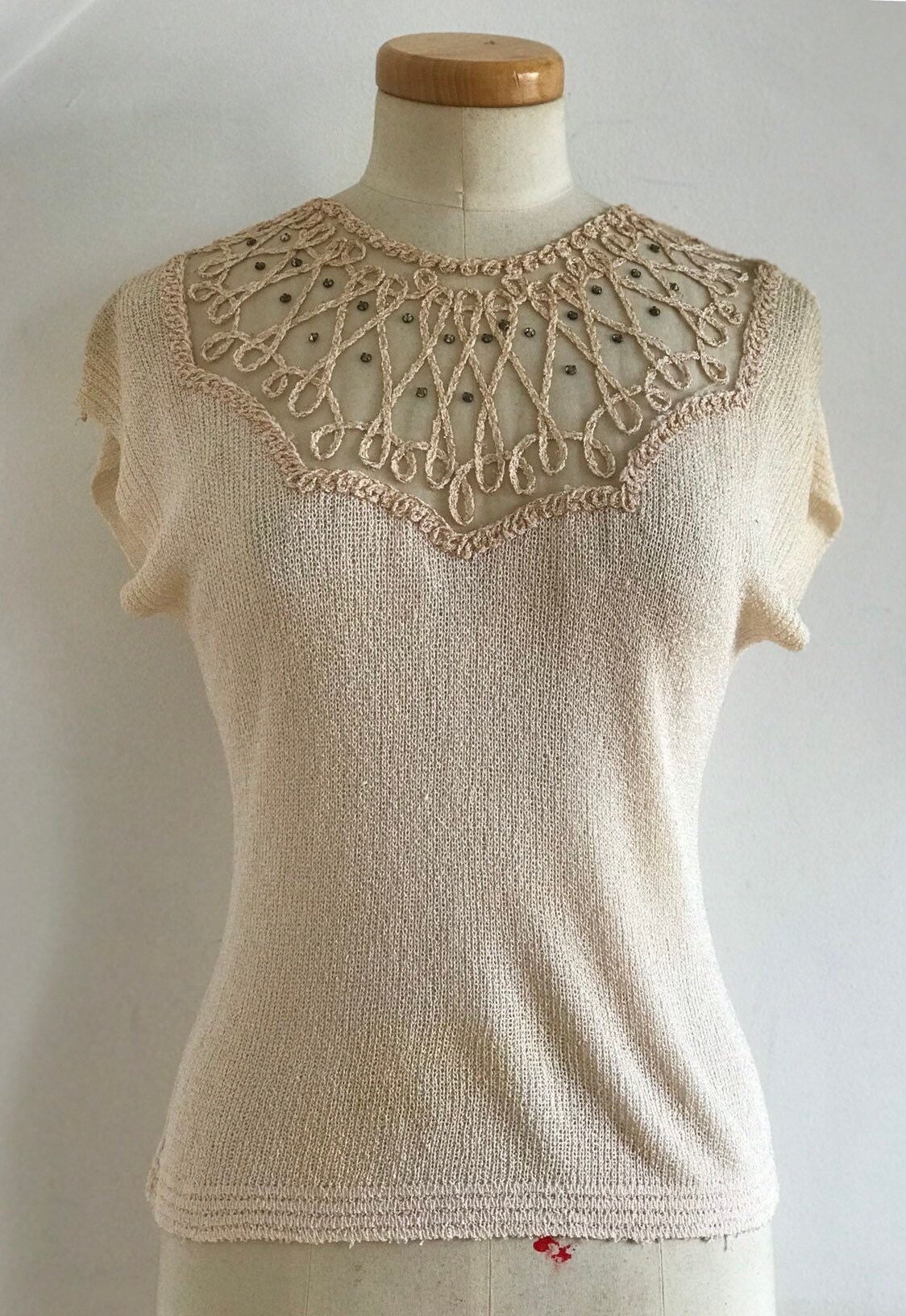 Vintage 1940s Top Net & Diamanté's Unique 40s Stunning Evening Jumper
