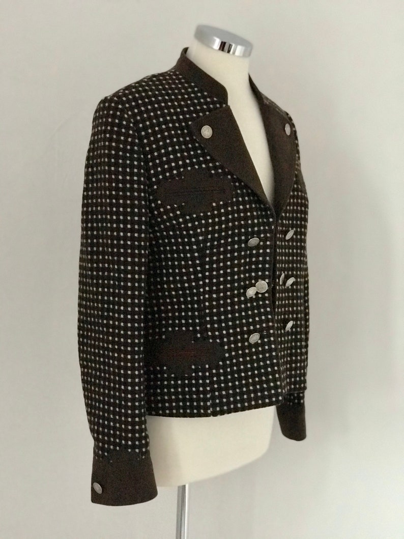 Vintage 1950s Tirol Jacket Silver Schilling Buttons Traditional 50s Austrian Bavarian Alpine Dirndl UK 16