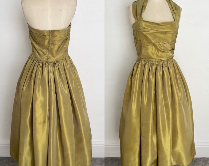 1940s Cocktail Gown Summer Dress 40s Halter Neck Frock