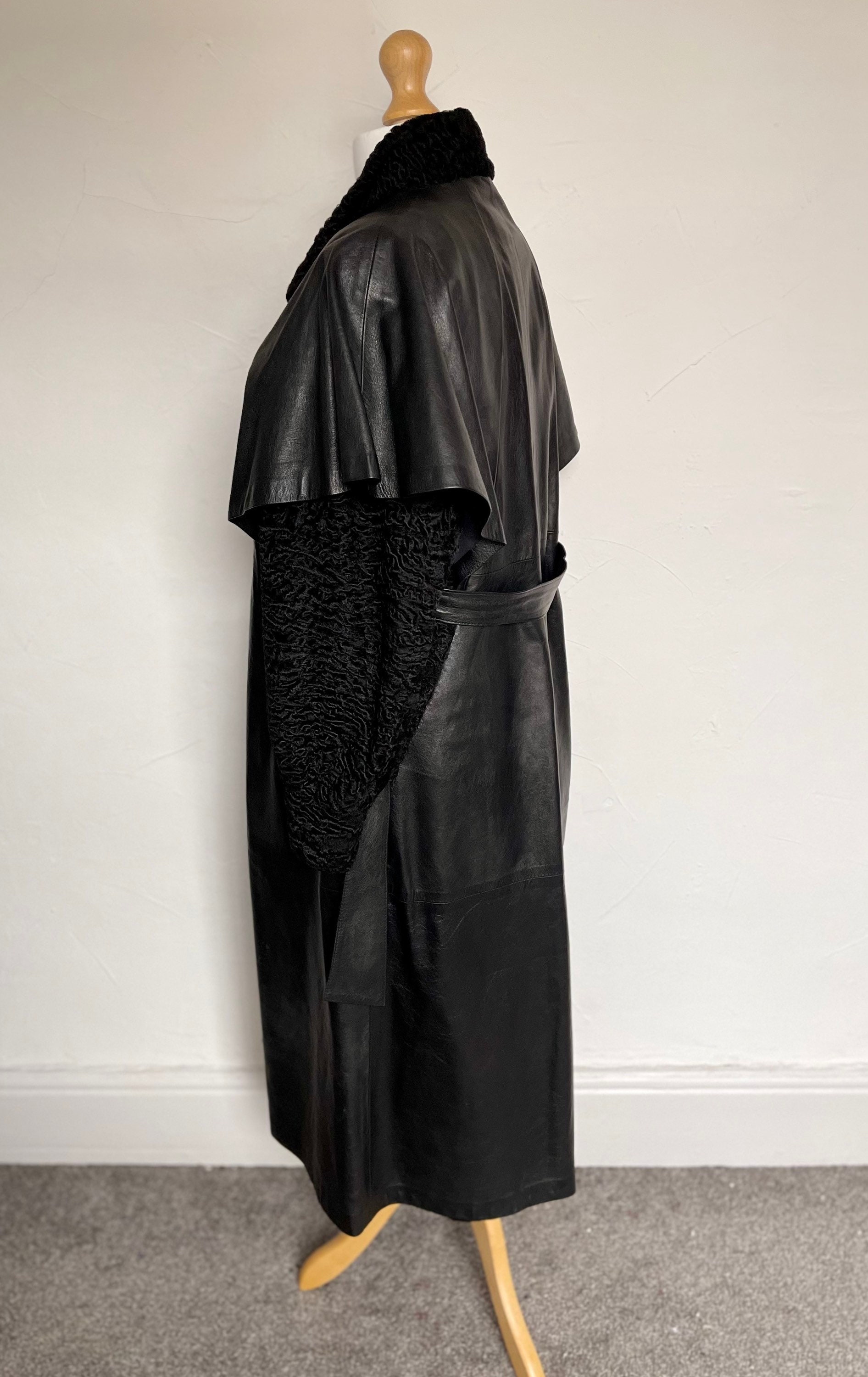 Vintage 1980s Duster Coat Caped Trench Overcoat Napa Leather & | Etsy