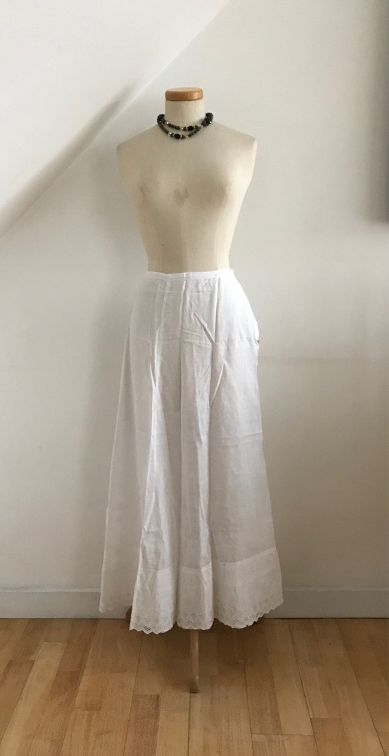 Victorian Petticoat Linen Lace Red Cross Issue Bustle Underskirt Heirloom Gothic Beauty