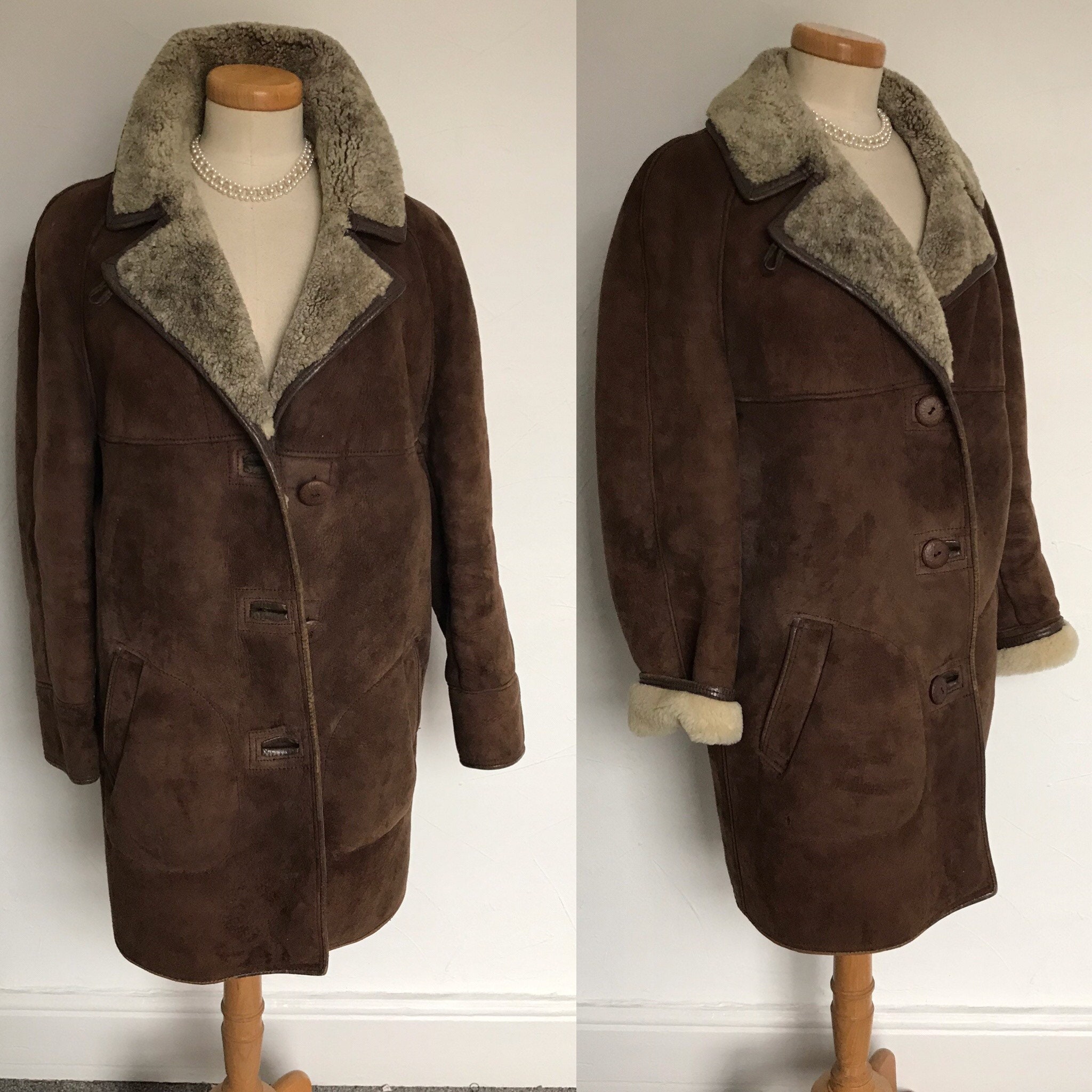 Vintage 1960s Sheepskin Coat Shearling Jacket Luxurious Heatona 60s ...