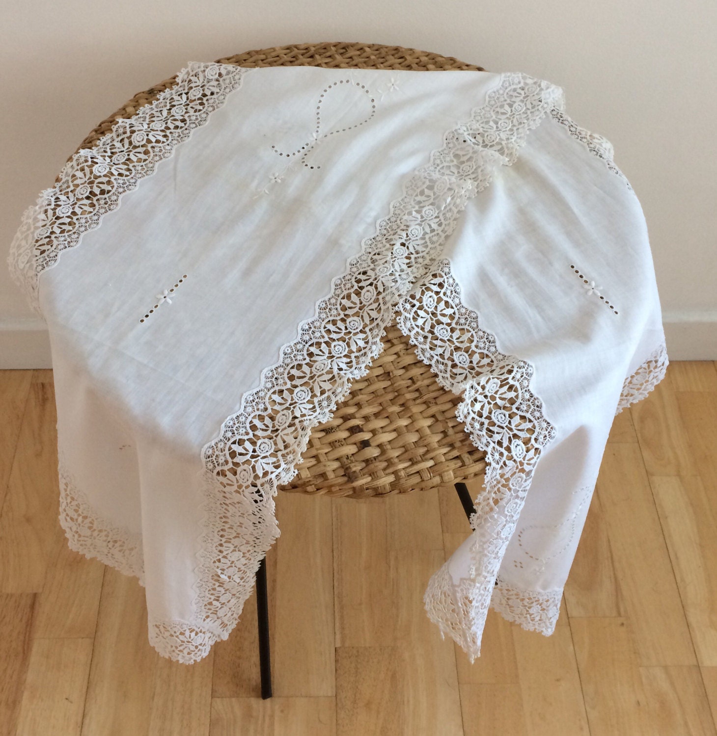 Antique 1800s Table Dresser Runner Valance Victorian Needle lace 158cm