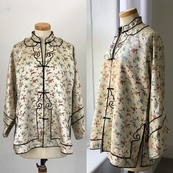 Vintage Cheongsam Jacket Chinese Iridescent Silk S