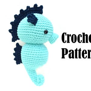 PATTERN: Bubbles the Baby Seahorse, Crochet Animal Pattern, Toy, Amigurumi image 1