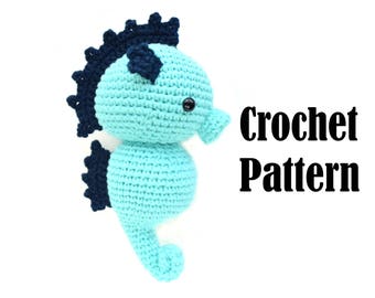 PATTERN: Bubbles the Baby Seahorse, Crochet Animal Pattern, Toy, Amigurumi