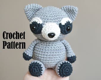 PATTERN: Rocco the Raccoon, Crochet Animal Pattern, Toy, Amigurumi