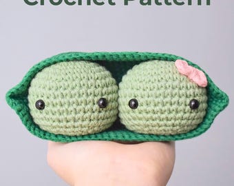 SCHEMA: Due piselli in un baccello, schema per cibo all'uncinetto, giocattolo, amigurumi