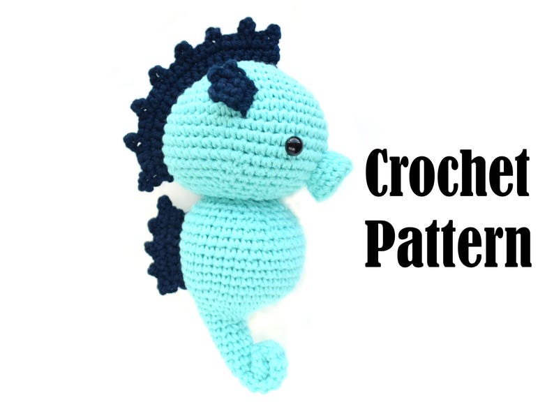 PATTERN: Bubbles the Baby Seahorse, Crochet Animal Pattern, Toy, Amigurumi image 1