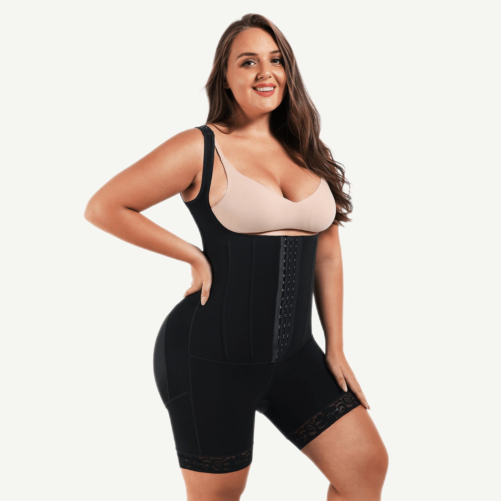 CURVEEZ Shapewear Compression Shorts for Women Tummy Control Mid Thigh  Slimmer Body Shaper- Fajas Colombianas para Mujer Black, Black, X-Small