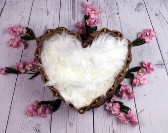 Newborn Digital Props Heart Basket 4, Fur Blanket Props, Basket Photography, Studio Portrait Photography Digital Backdrop Digital Props