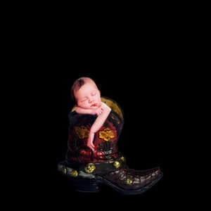 Baby or Child in Cowboy Boot, Toddler, Child, Studio Portrait Photography Digital Backdrop Digital Props