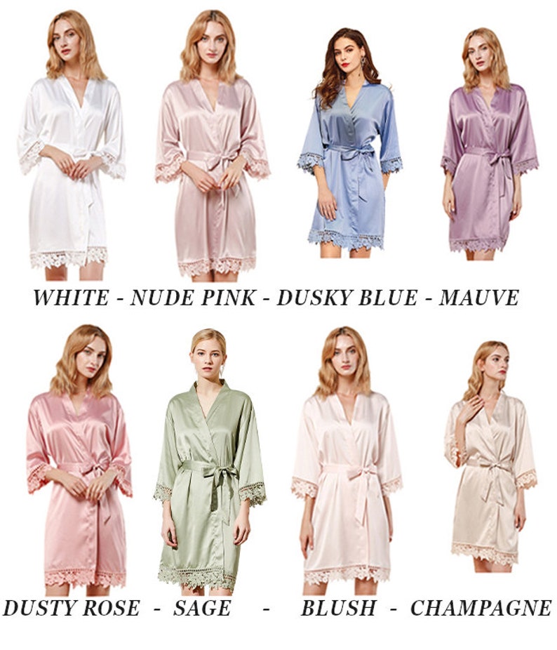 Rose Bridesmaid Robe Personalised Dusky Blue Robe Plus Size Etsy
