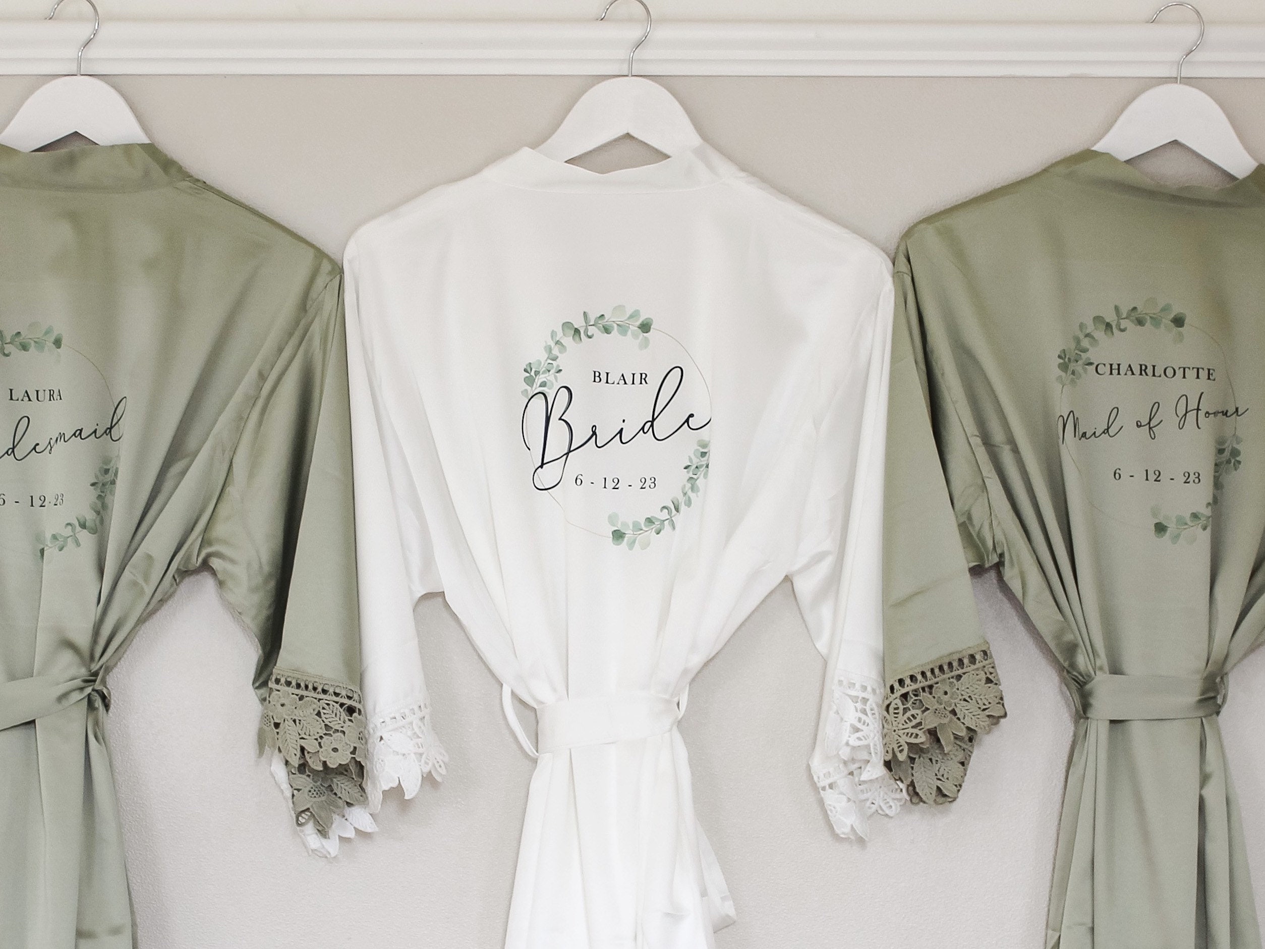 Bridesmaid Robes Sage Green Personalised Robes Bridesmaid Etsy UK