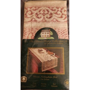 NEW Off White Natural Rose Nottingham Lace 16 x 72 Table Runner