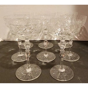 8 Vintage Antique 6-1/2&quot; Rock Sharpe Countess Champagne Tall Sherbet Stems