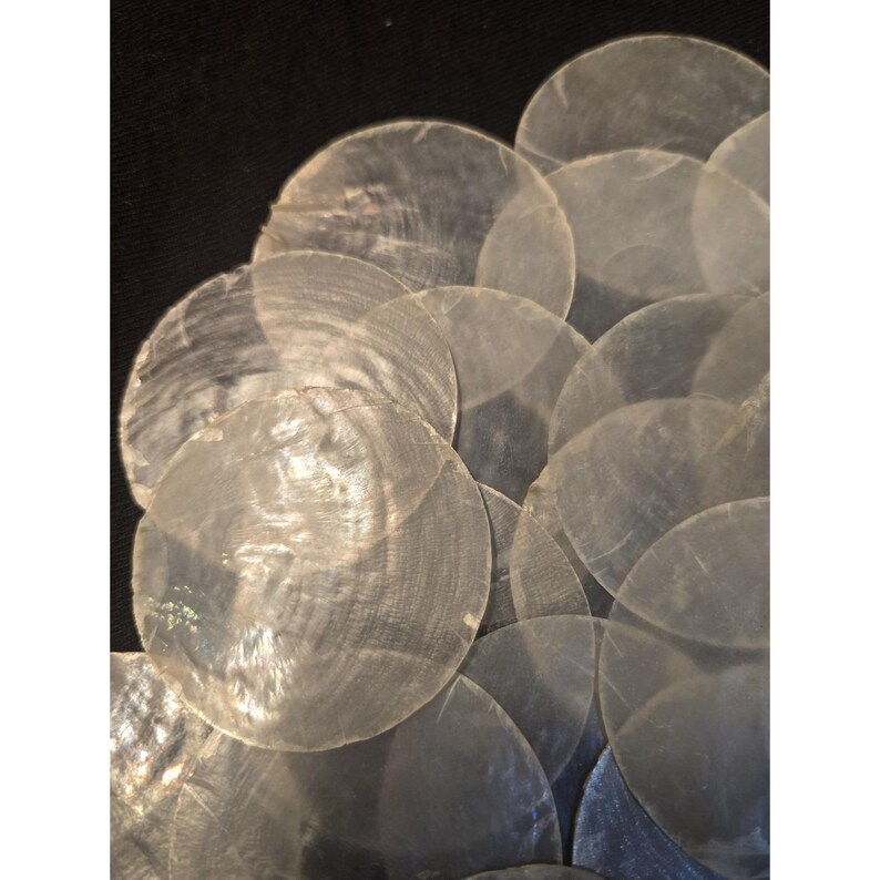 25 Capiz Shells White Round 2" No Holes Crafts Shell Craft Ships From ...