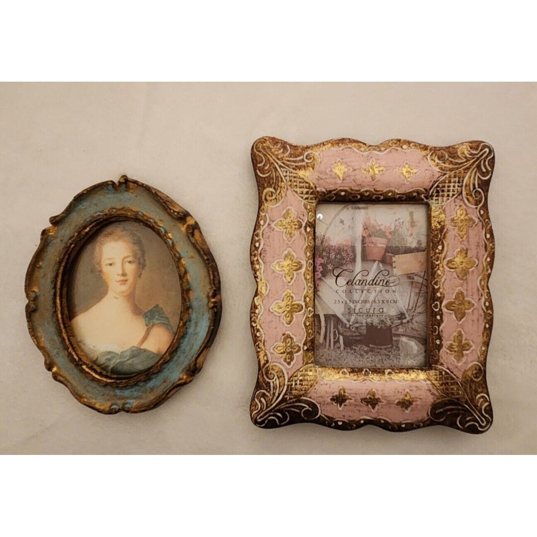 Vintage Italian Florentine Gilt Wood Picture Frame Lady Portrait Print ...