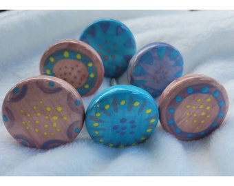 Ceramic Dresser Drawer Cabinet  Pull Knob Pink Blue + Children's Round