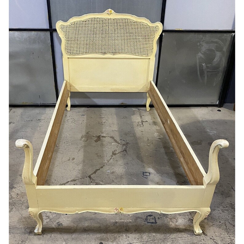 Antique Vintage French Country Style Wood Carved Cane Twin Bed Etsy