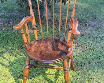 Antique Wood Arm Chair Harlequin Spindle Back Penny, Windsor Buyer Pays Shipping
