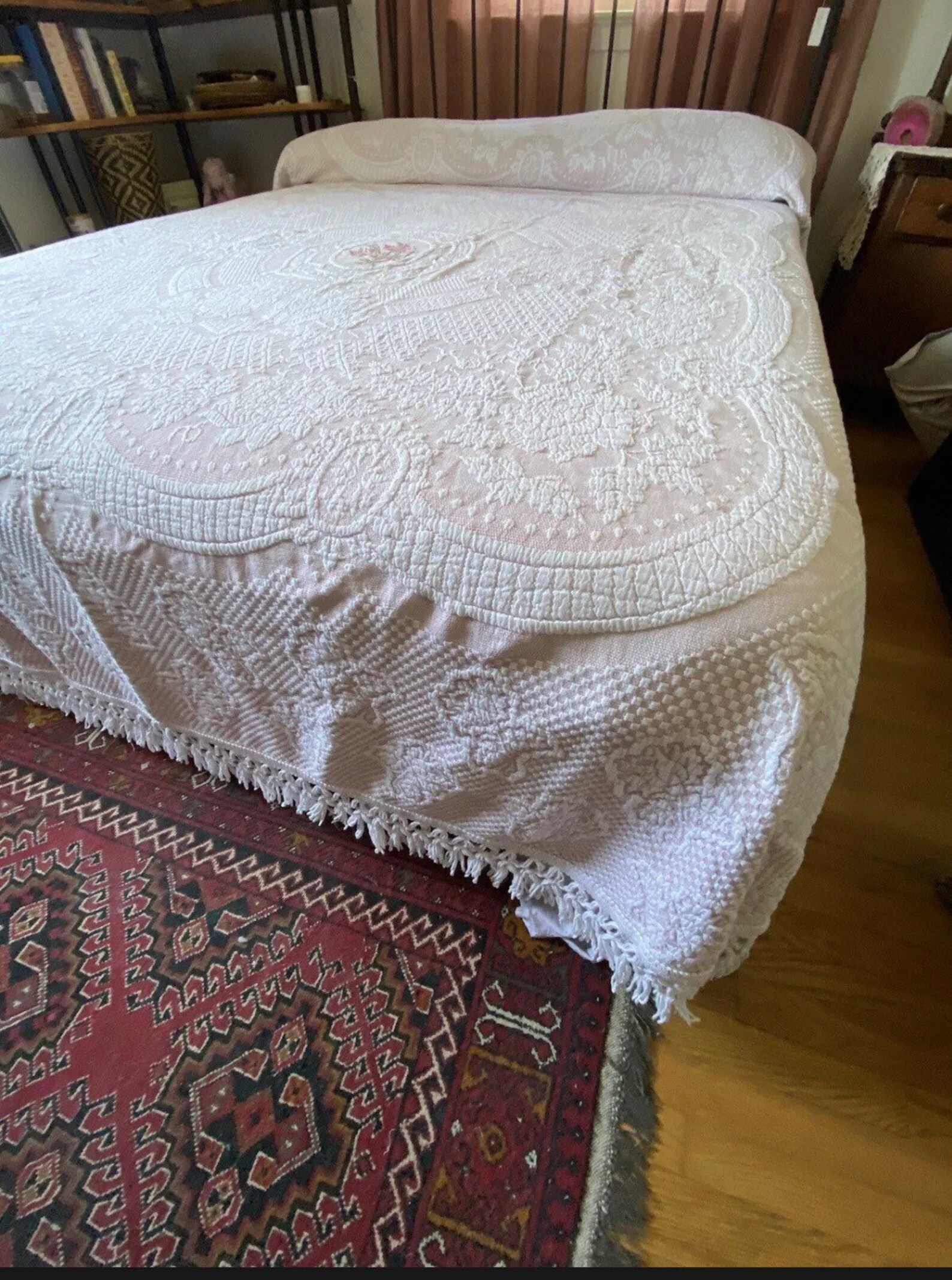 Vintage Bates cotton chenille queen embroidered iris bedspread Etsy