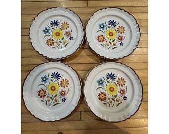 Vintage Grace Stoneware Elegante Set Of 4 Salad/Dessert Plates 7 3/4”