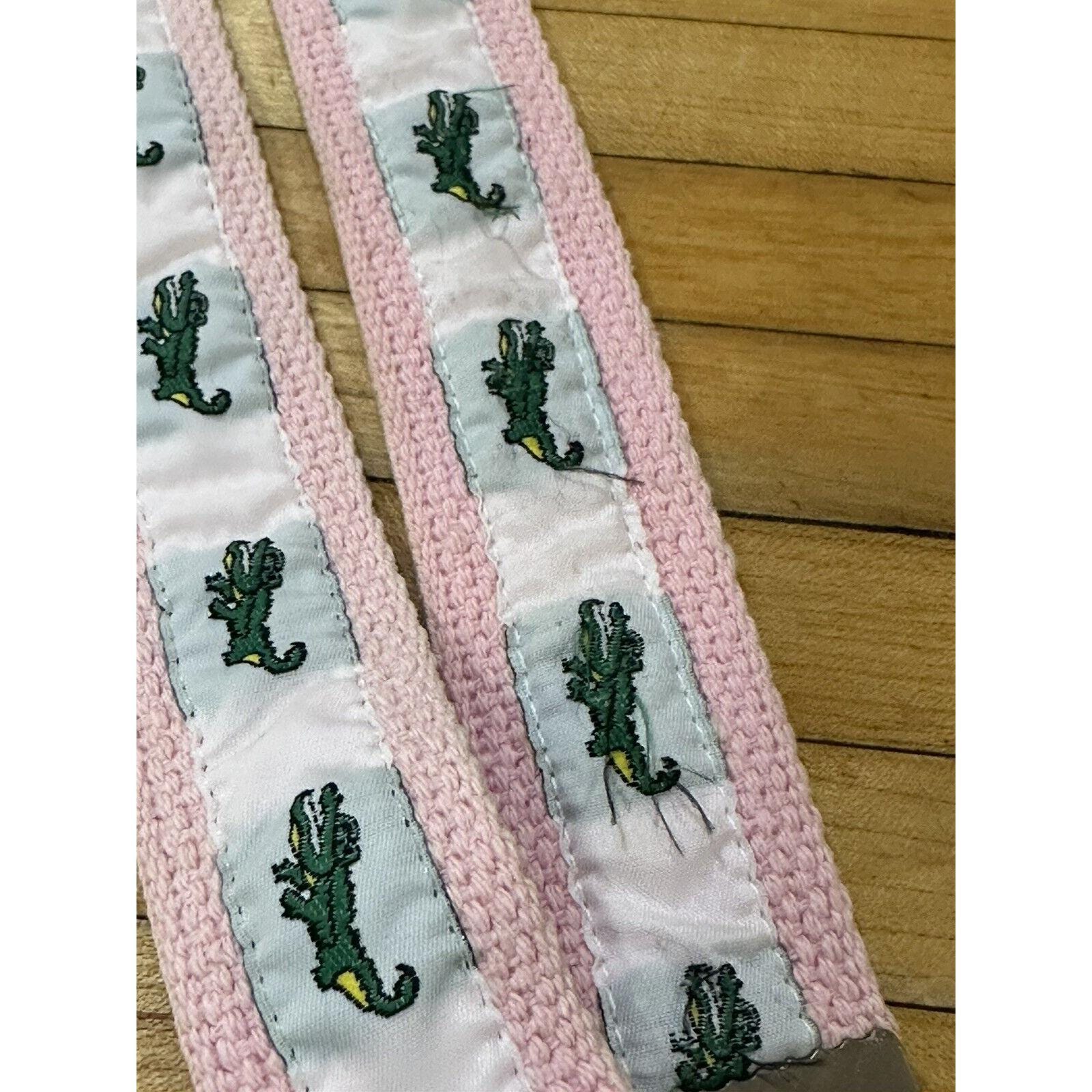 Vtg New England Preppy Crocodile Alligator Ribbon Cotton Webbing O Ring Belt 37 Vintage Belt Preppy (izod?) Crocodile Alligator Ribbon  main image 4