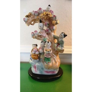 Large Ceramic Tongzi Child Statue Figurine Asian Chinoiserie 16&quot; Vintage Stand