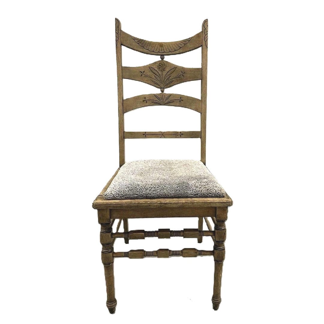 Antique Chair Vintage Wood Carved Folk Art Chair Unique Dining Room ...