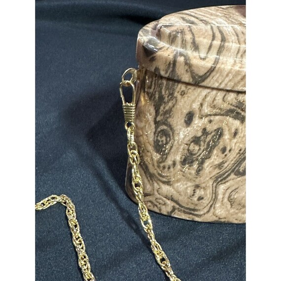 Y & S Original Box Purse Brown Marbled Gold Chain… - image 8