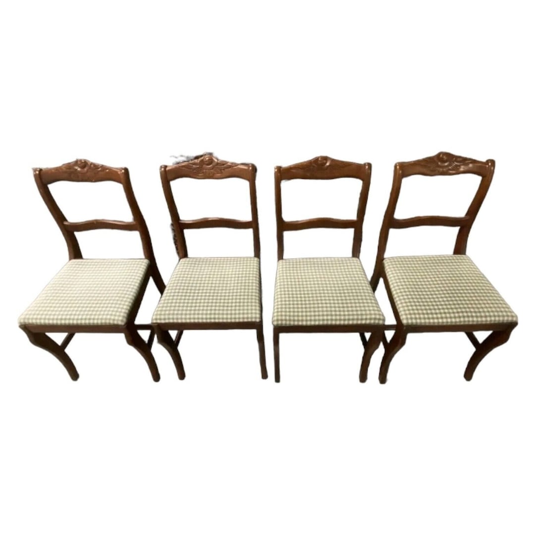 Vintage Set of Four Carved Wooden Dining Chairs Farmhouse French Country Buyer Pays Shipping Etsy