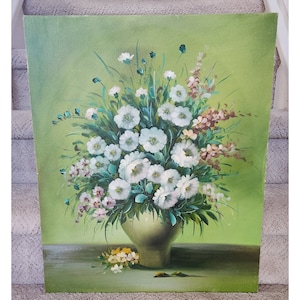 Vintage Floral Flowers Still Life Oil Painting On Board