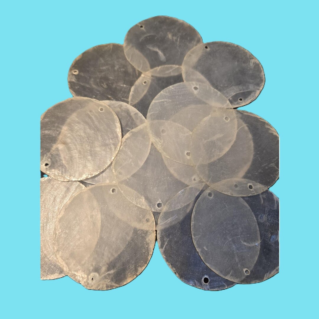 25 Capiz Shells White Round 2" Two Hole Crafts Shell Craft Ships From ...