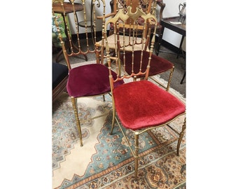 Italian Hollywood Regency Brass Chiavari Side Chair Mid Century Italy 3 Avail