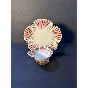 Vintage Bavaria Waldershof Germany  Tea Cup & Saucer Vintage Red White Gold Trim