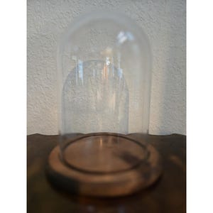 Vintage Large Glass Dome Cloche Wooden Base Display Figurines Collectibles 12.5&quot;