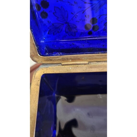 Antique 19th c. Moser  Blue Cobalt Glass Casket T… - image 8