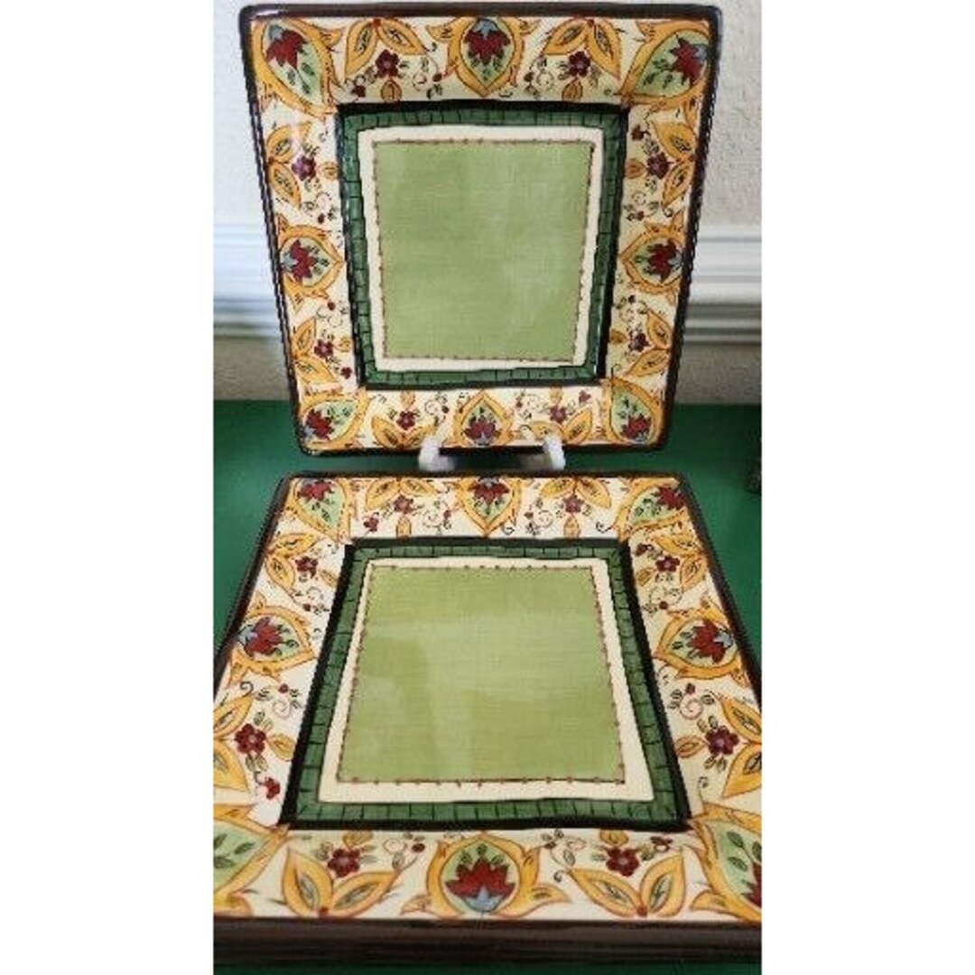 4 Tabletops Lifestyles Espana Lexi Hand Painted 11 Square Dinner Plate Etsy