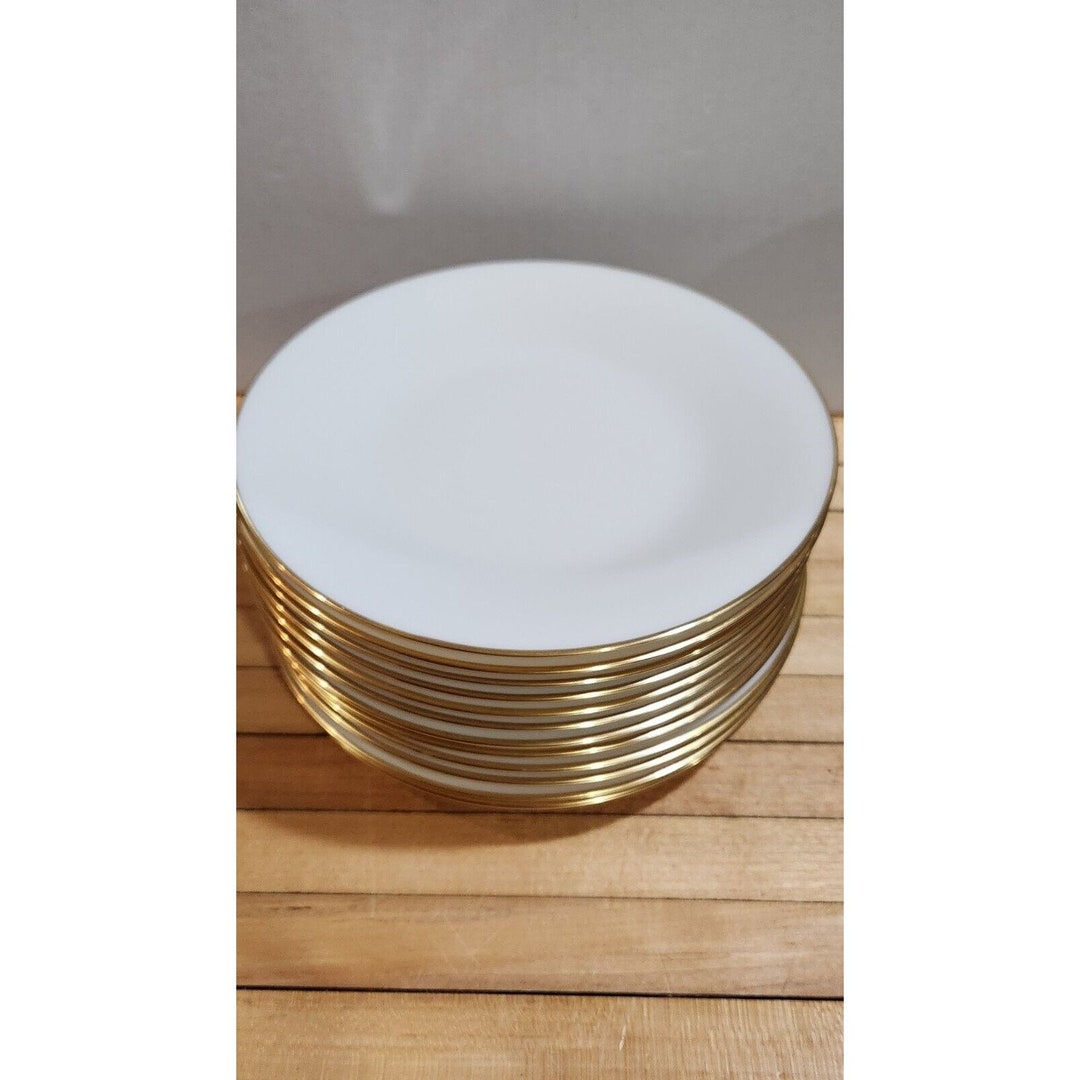 SET OF 12 Lenox Hayworth Ivory Gold Trim Plates 7.25 Made in USA Etsy