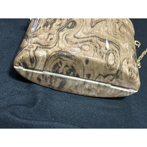 Y & S Original Box Purse Brown Marbled Gold Chain… - image 4