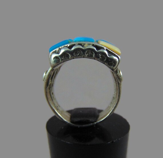 Rare NAVAJO silver turquoise COBBLE stone ring M1… - image 7