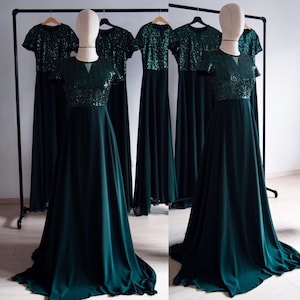 emerald green sequin bridesmaid dress