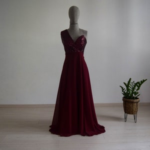 One shoulder shop burgundy bridesmaid dresses