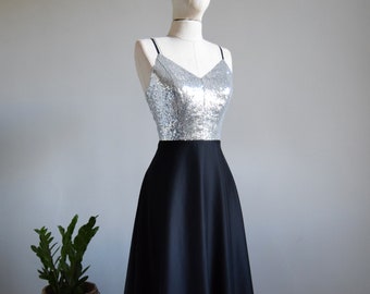 Black Chiffon With Top Sequin Silver Bridesmaid Dress Wedding Reception Engadget Maxi Dress