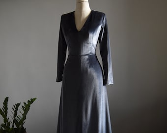 French Blue Velvet Bridesmaid Dress Long Sleeve Lux Velvet Wedding Guest Dress | Mother Of Bride Maid Of Honor Velvet Holiday Gown