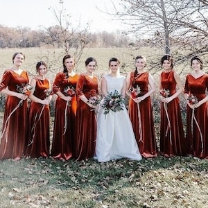 Burnt orange velvet bridesmaid dress sales