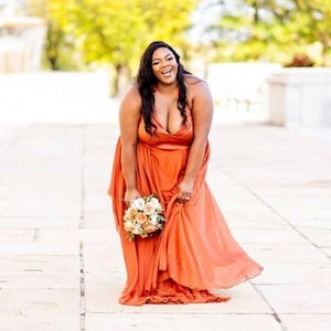 burnt orange prom dress