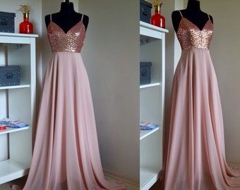 dusty rose and gold bridesmaid dresses