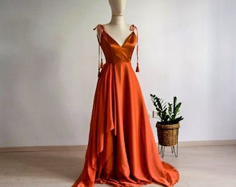 Copper chiffon dress deals
